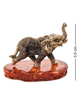 Народные промыслы AM- 557 Фигурка «Слон Саванна» (латунь, янтарь)