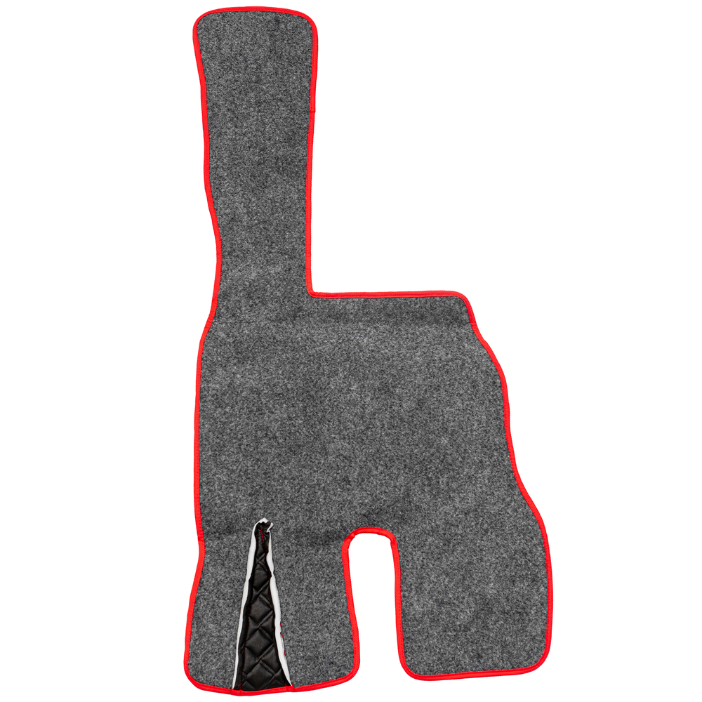 Ковры VOLVO FM до 2008 года (экокожа, черный, красный кант, красная вышивка)