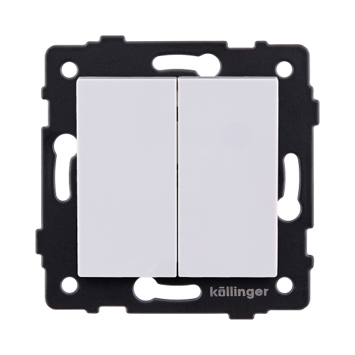 Выключатель 2-клавишный проходной 10А/250В, белый Kollinger REA-S-009WH для Aspekt, Eleganz, Reflex