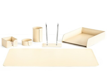 Набор настольный из кожи 6 предметов цвет слоновая кость №22