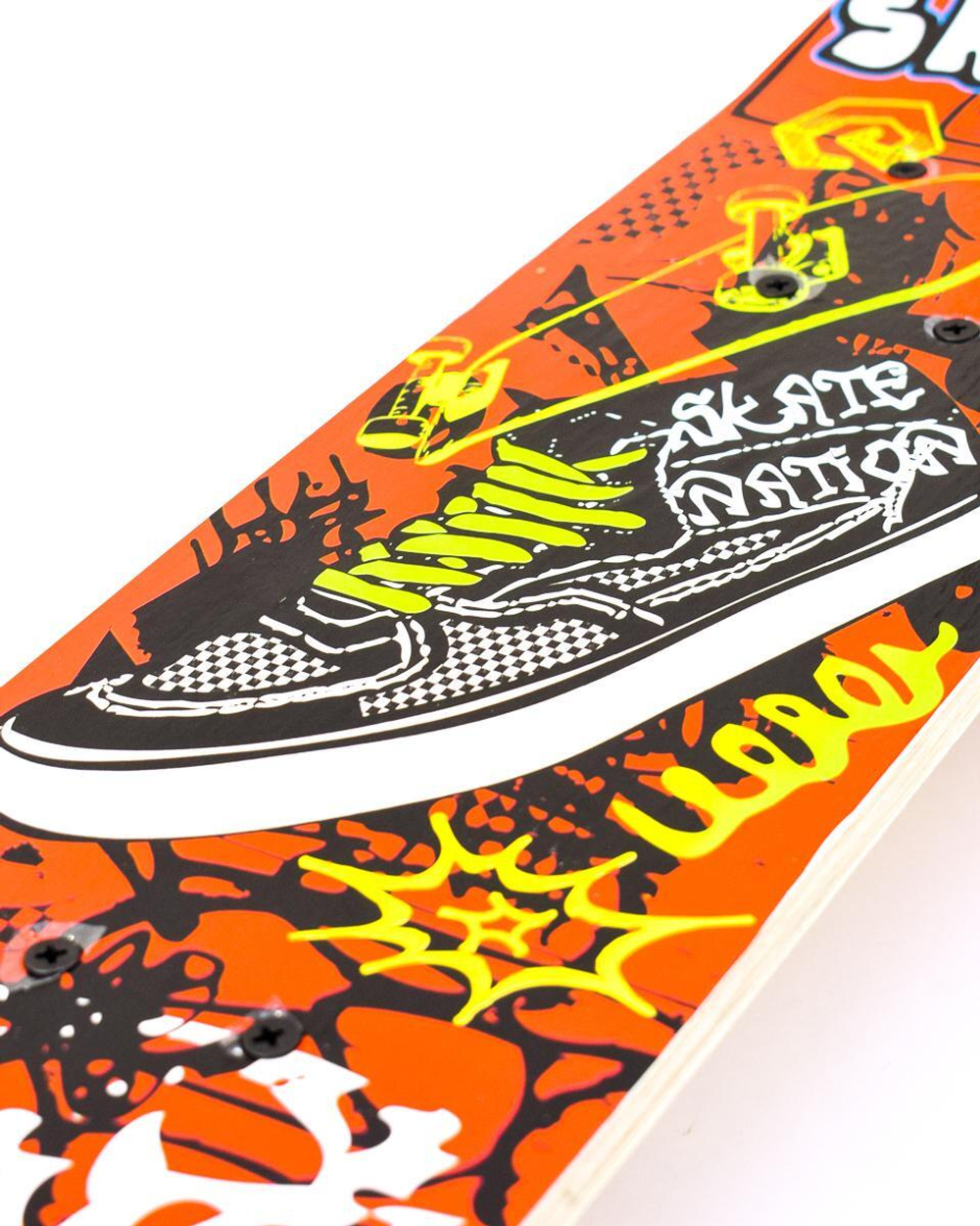 Скейт деревянный 60*15*8см, колеса PU