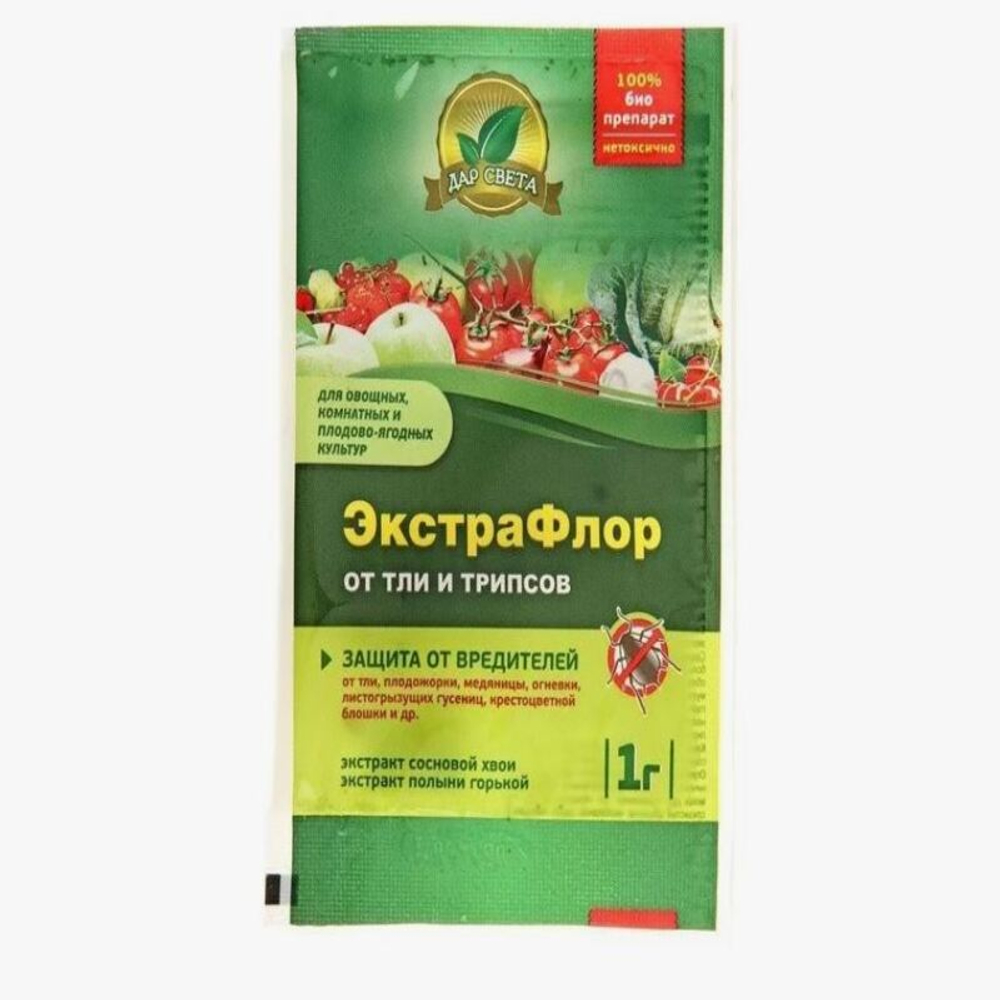 ЭКСТРАФЛОР ОТ ТЛИ И ТРИПСОВ Экстракт сосновой хвои, полыни горькой 1г ЕВРО СЕМЕНА