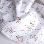 Муслин двухслойный "Цветы с веточками на молочном"