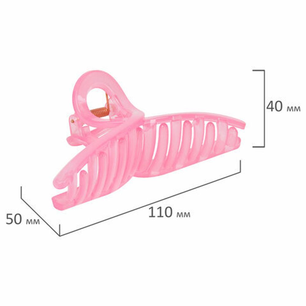 Краб для волос 11 см, глянцевый, розовый, MONTE VITA, 457007