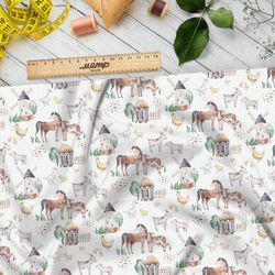 Ткань поплин акварельные домашние животные