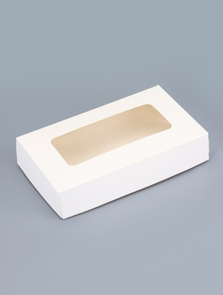 Коробка для печенья с окном, белая, 20×12×4 см
