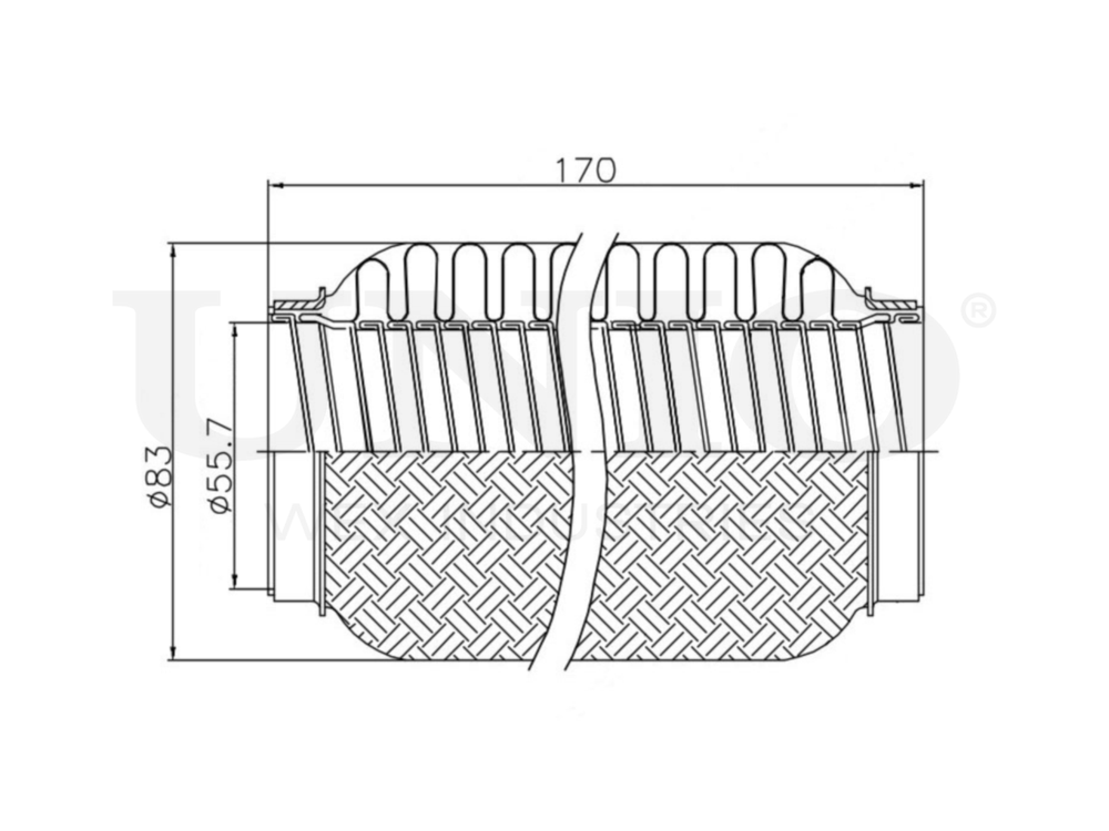 Гофра глушителя 55x170 мм InterLock UNIO EXP-55170L