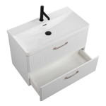 Подвесная тумба с раковиной Belbagno DUE, 80 см Белый металлик DUE-800-2C-SO-BM-P + BB-8076-3-80