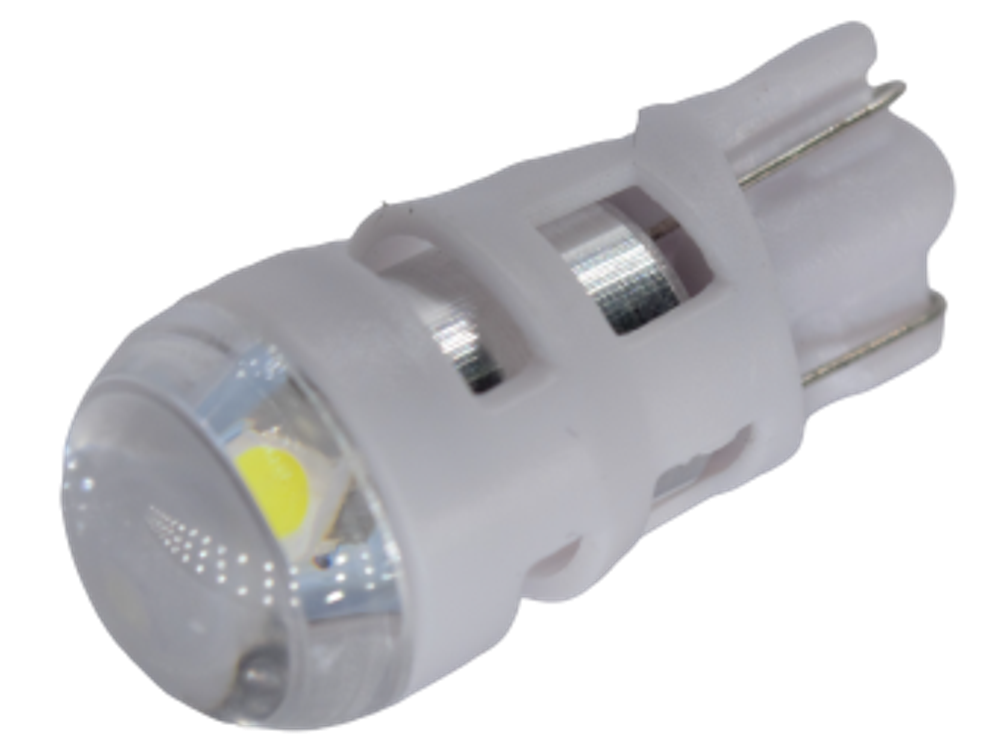 Светодиод 12V T10  1SMD 3030 WHITE CL ОСРАМ LENS 1.3w (без цок) белый Линза ОСРАМ прозрачная