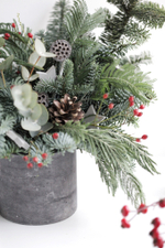 Новогодняя композиция в бетонном кашпо № 1