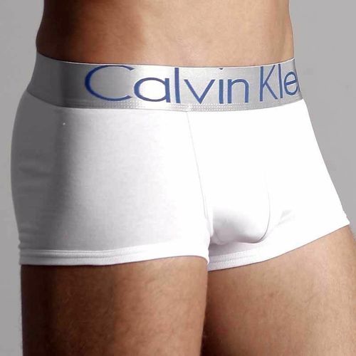 Мужские трусы боксеры Calvin Klein MEN белые с голубыми буквами