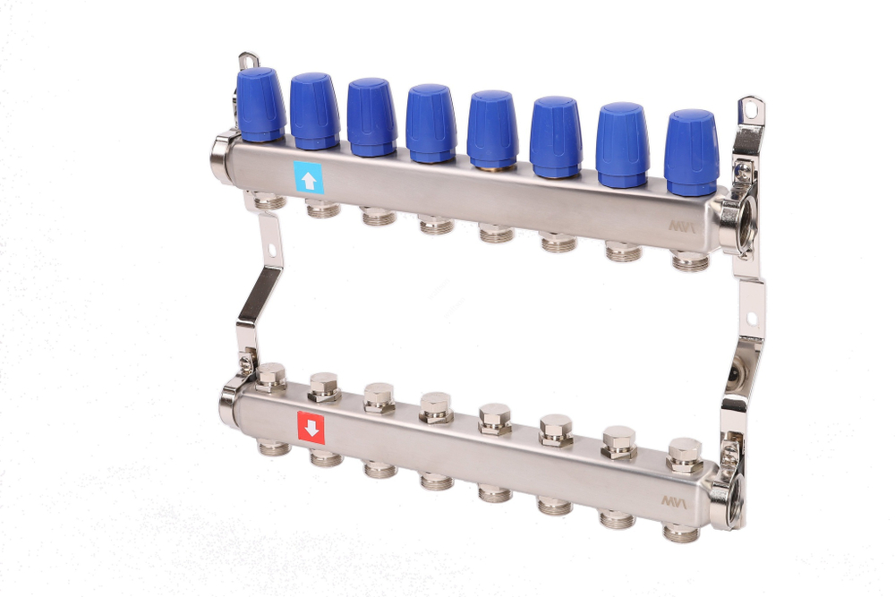 Коллекторная группа в сборе из нерж. стали 1" х 8 вых. Евроконус 3/4 MVI