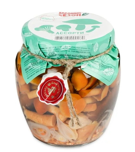 Ассорти из маринованных грибов 520г. Хороший сезон