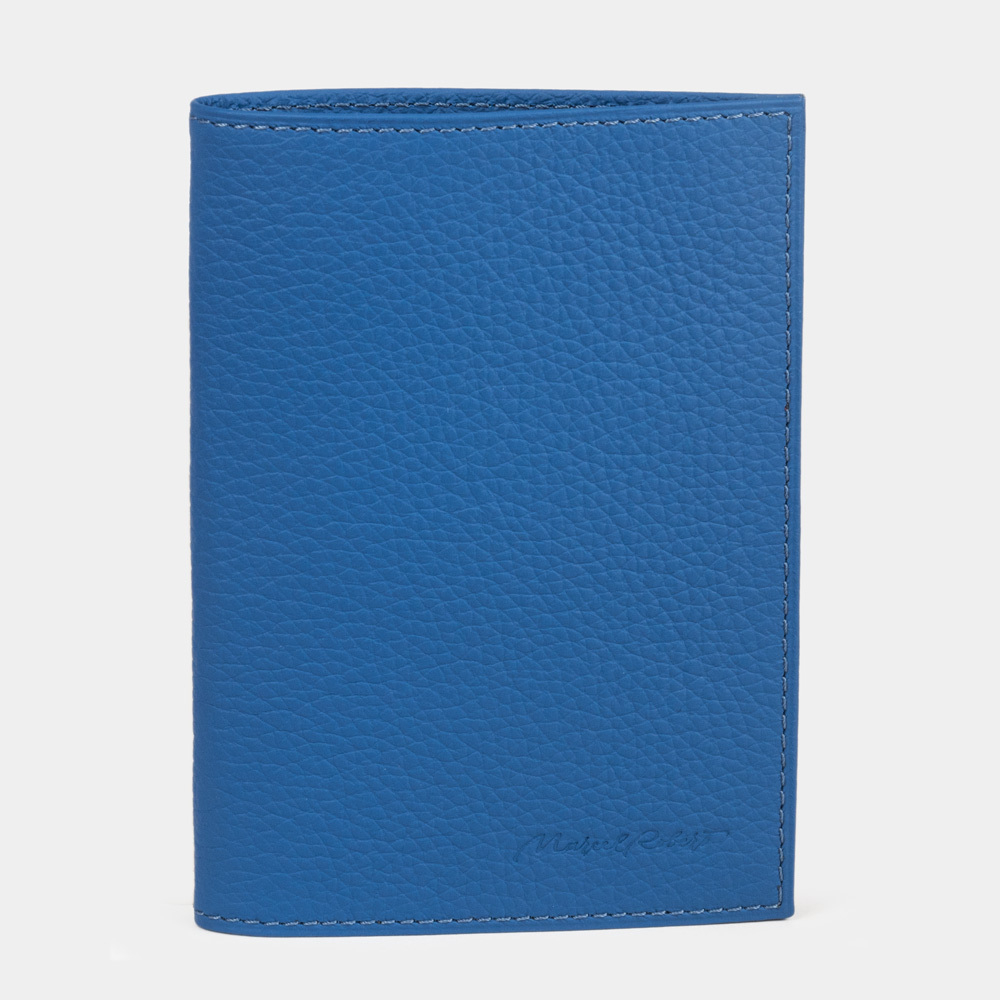 Обложка для паспорта и автодокументов Moscou Easy из натуральной кожи теленка, цвета синий