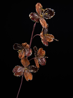 Веточка с листьями кизила 79см ChristmasDeLuxe коричневая