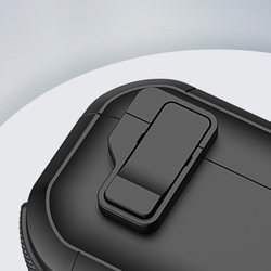 Усиленный чехол черного цвета от Dux Ducis для наушников AirPods 4, серия PECP Series Case, в комплекте с карабином