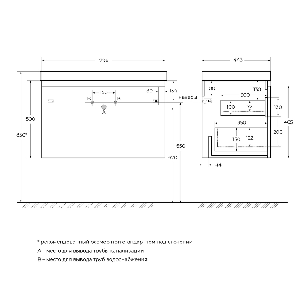 Мебель для ванной комнаты подвесная Cezares GIUBILEO-N-80-1C-SO-TIT-P 80см Титан