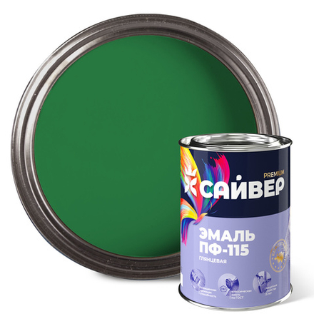 САЙВЕР  Эмаль ПФ-115 Сочная зелень 0,8кг ГОСТ 6465-76