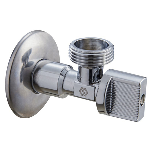 Кран латунный шаровой угловой MVI BV.464, DN 15-20, PN 10, для сантехнических приборов, штуцер, бабочка