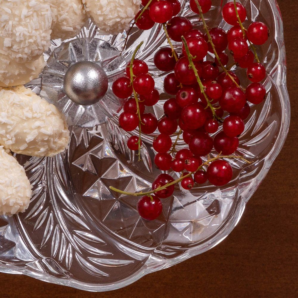 Фруктовница-конфетница Орхидея Лайм со стеклянной чашей Серебро