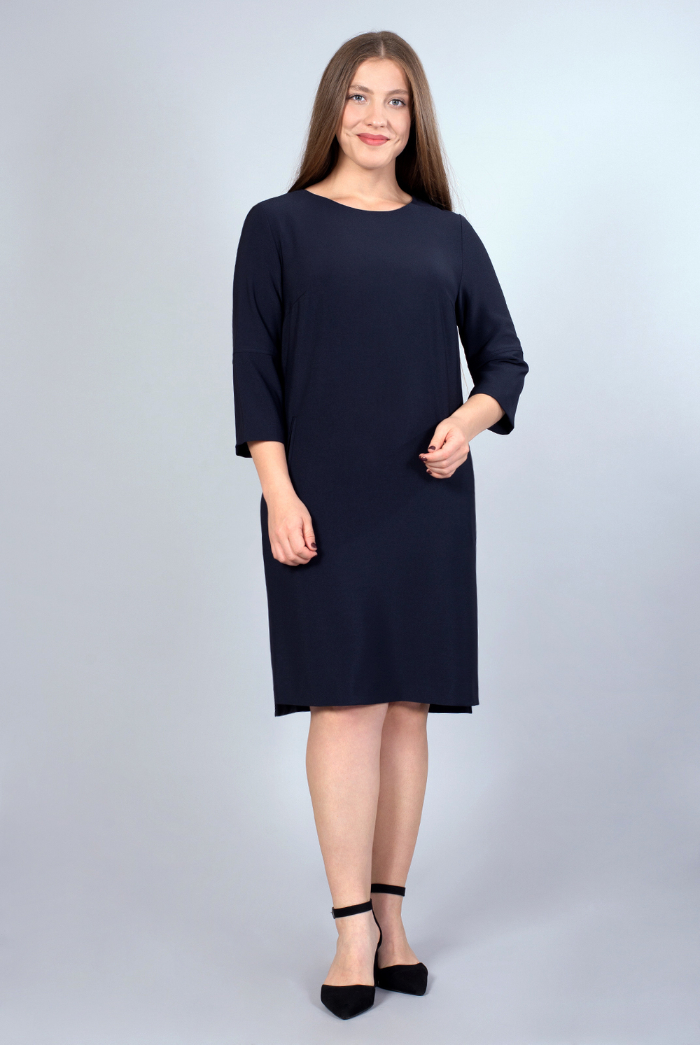 Офисное платье 1390Аа, Тёмно тёмно син #70ТТСи051390Аа