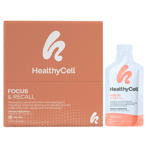HealthyCell, Focus & Recall, персиковый ананас, 30 гелевых пакетиков по 25 мл (0,84 жидк. Унции)