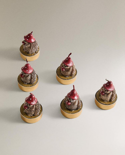 ZARA HOME НАБОР НОВОГОДНИХ СВЕЧЕЙ «ЕЖИК» (6 ШТ.), КОРИЧНЕВЫЙ