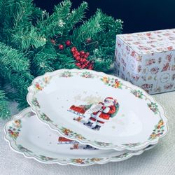 Lenardi 205-306 Набор из 2 овальных блюд 31 см НОВЫЙ ГОД в под.уп.(х12)Фарфор