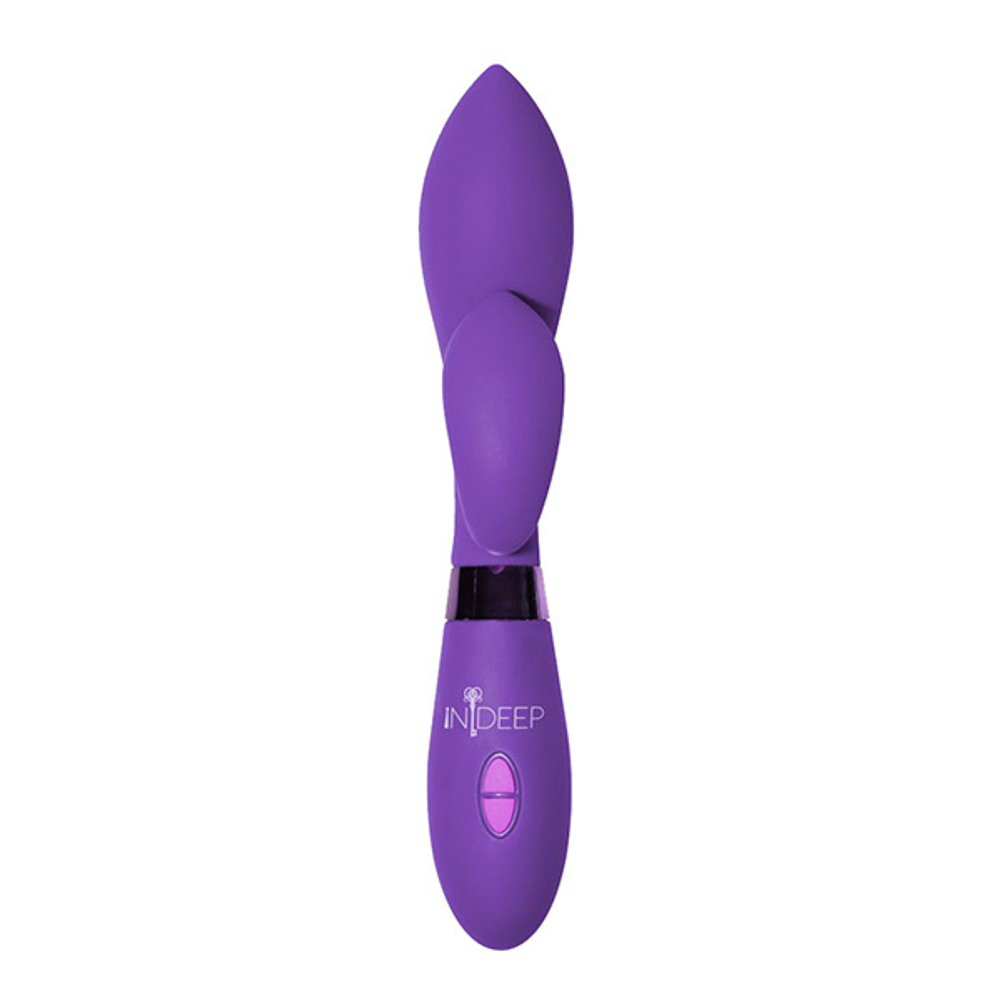 Фиолетовый вибратор 20см с клиторальным отростком Indeep Gina Purple