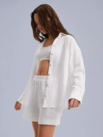 Костюм - пижама с шортами из муслина домашний оверсайз