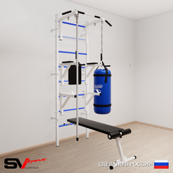 Шведская стенка Sv Sport 5901 (Турник стандарт/Брусья/Стойка/Скамья/Канат/Цепь/Мешок 15кг)