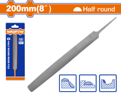 Рашпиль полукруглый по дереву 200 мм (12/120) WADFOW WFE2628