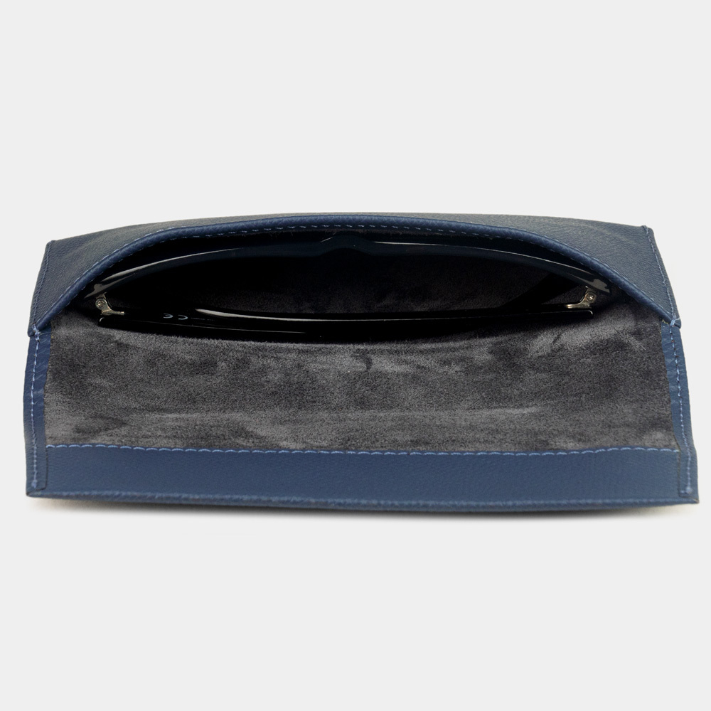 Футляр для очков Lentille из кожи сафьяно, синего цвета