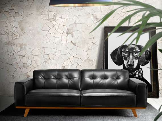 Двухместный диван Angel Cerda 5606-2P, черная кожа