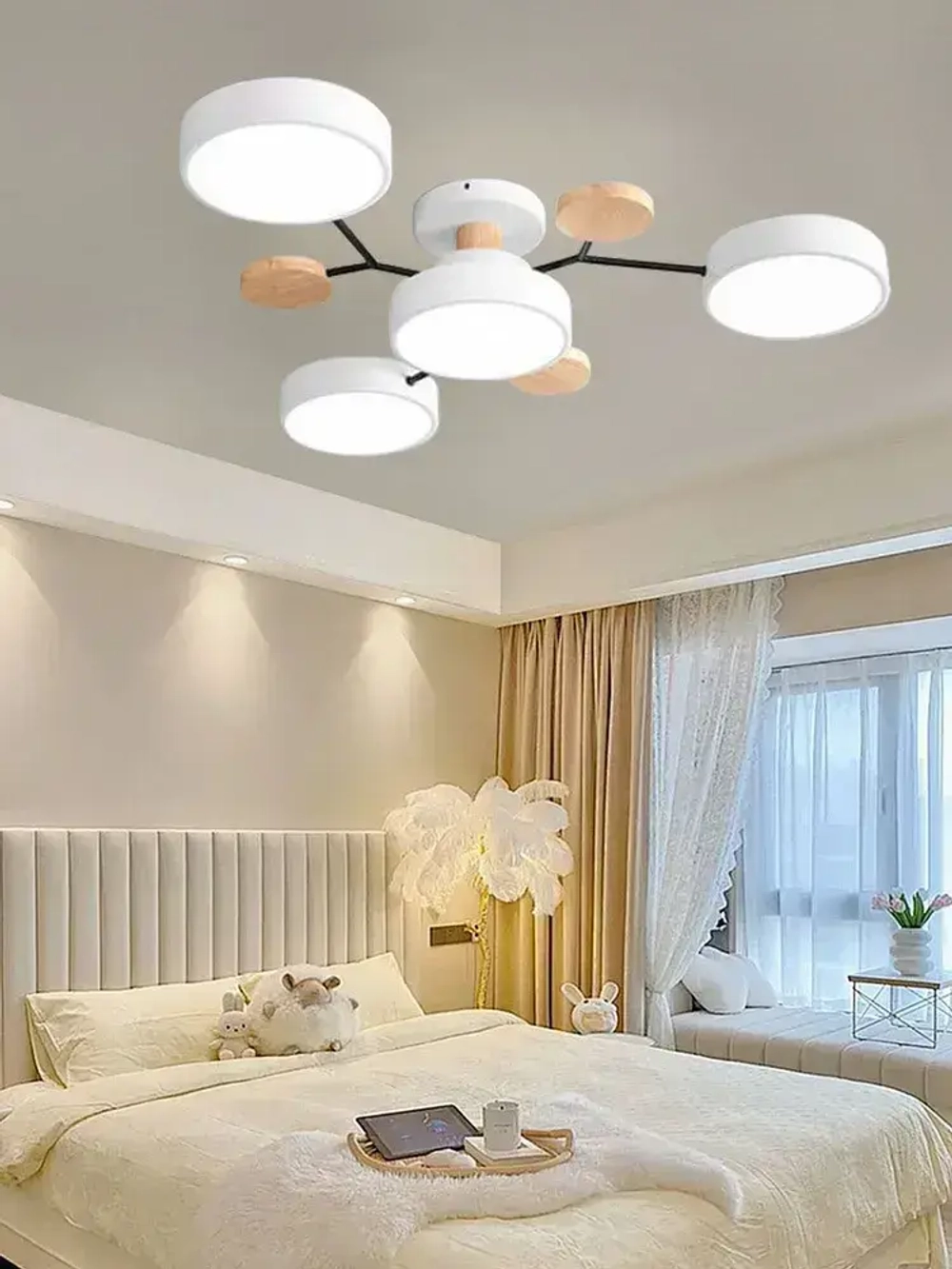 Люстра потолочная светодиодная, светильник потолочный 4 плафонов, 48 Вт, AYHOME