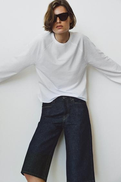 ZARA ДЖИНСОВЫЕ ШОРТЫ БЕРМУДЫ СО СРЕДНЕЙ ПОСАДКОЙ — ZW COLLECTION, СИНИЙ