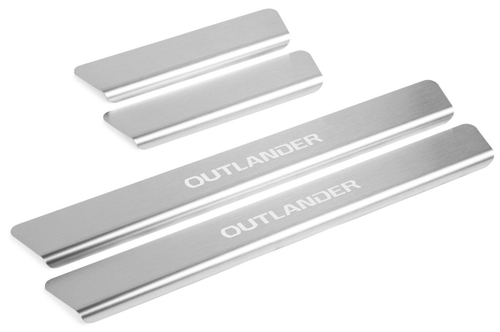 Накладки на пороги Rival для Mitsubishi Outlander XL 2005-2012, нерж. сталь, с надписью, 4 шт., NP.4014.3