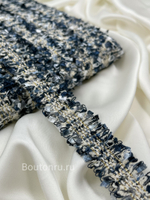 Тесьма твидовая темно-синяя серая