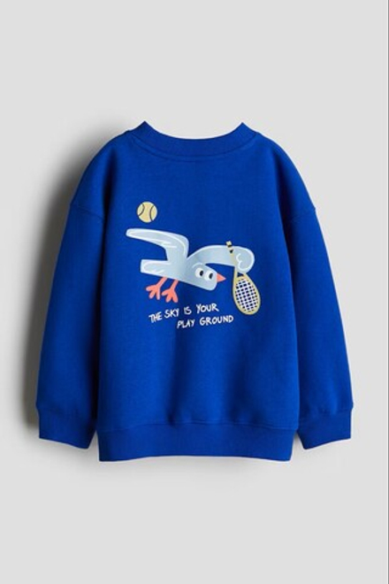 H&M Комплект из брюк-джоггеров и толстовки с принтом, синий