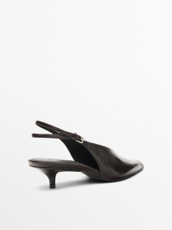 Massimo Dutti Кожаные мюли на высоком каблуке, коричневый