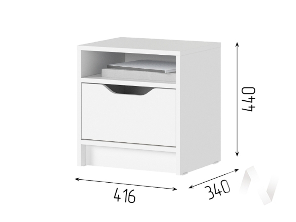 Тумба прикроватная ТБ 01 МС Руна (белый/белый)