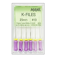 K-Files №10 (25мм) Mani К-Файлы (6шт.) Мани, каналорасширители ручные, эндодонтические