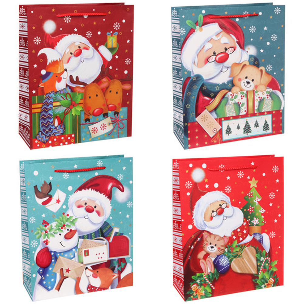 Пакет подарочный «Веселый Дедушка Мороз» 26*32*10 см, микс