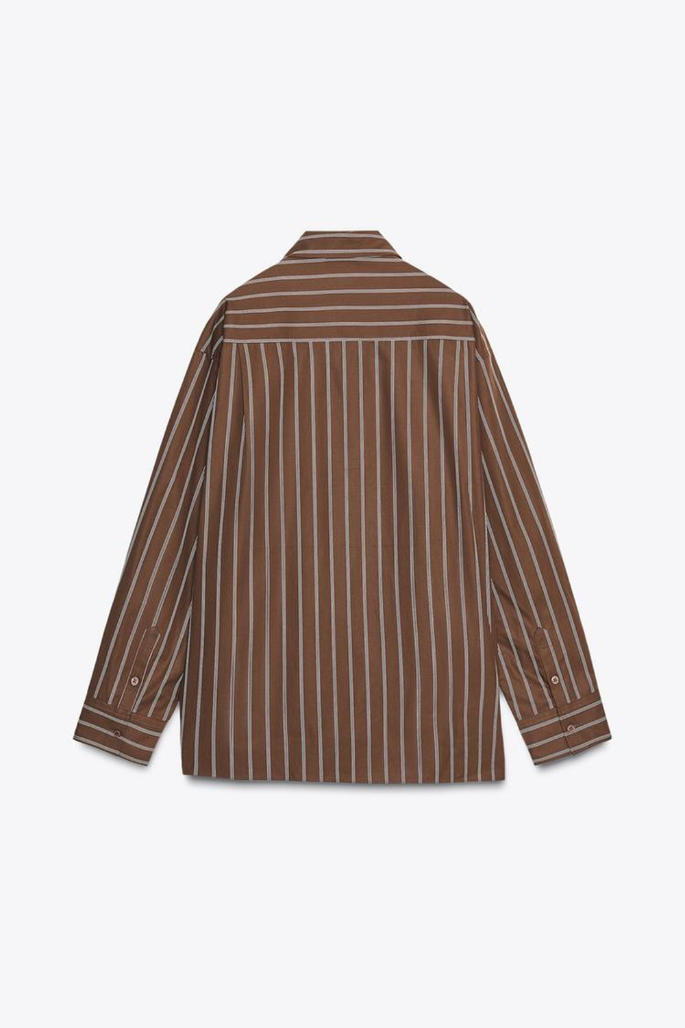 ZARA РУБАШКА OVERSIZE, ТЕМНО-КОРИЧНЕВЫЙ