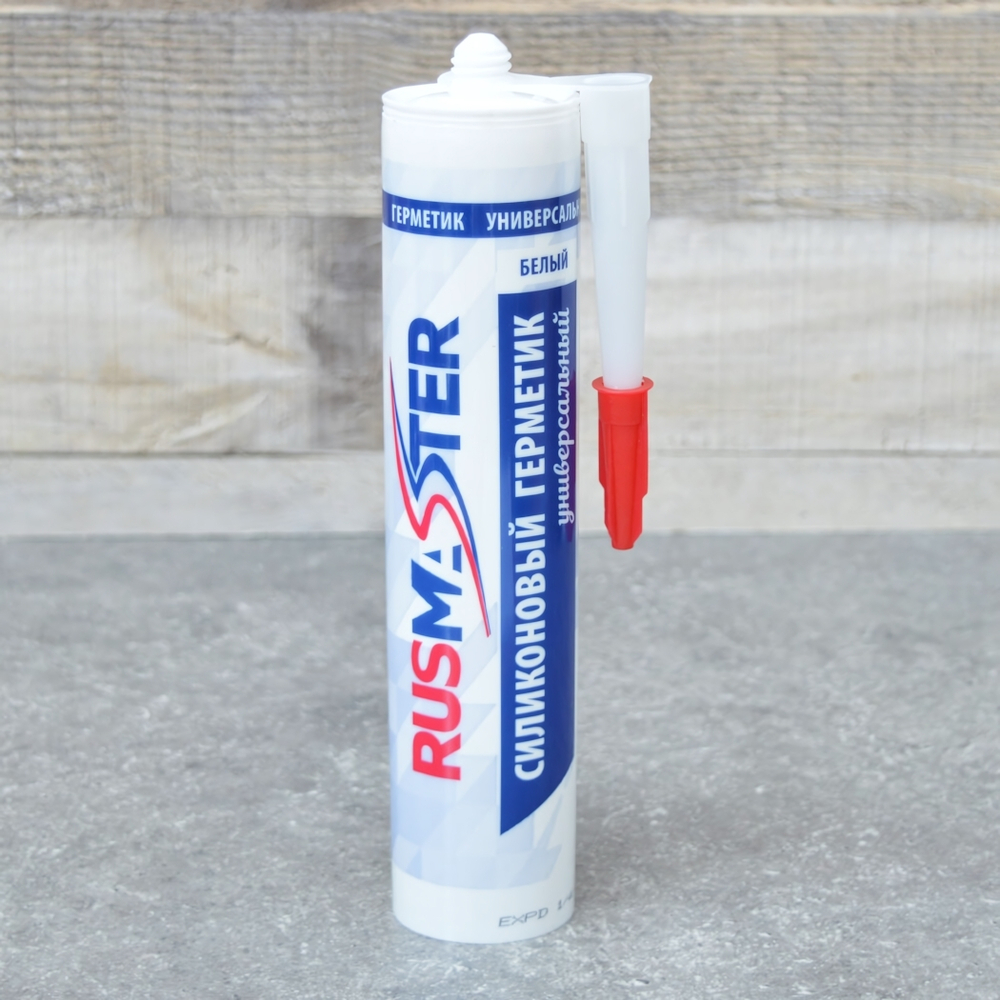 Герметик 300мл универсальный силиконовый "RUS-MASTER", белый нейтральный (302-006)