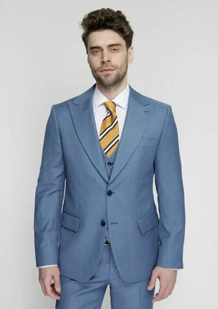 Мужской классический костюм тройка (голубой) Б3