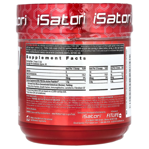 Isatori, Bio-Gro, средство для синтеза протеина, со вкусом ванильного мороженого, 114 г (4,02 унции)