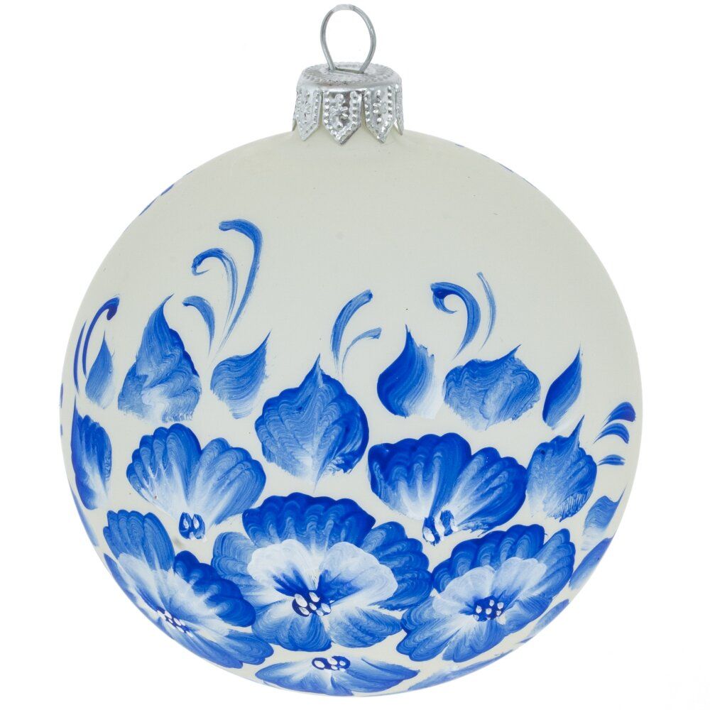 GAEM Украшение новогоднее Шар "Гжель Белая", D 10 см L10 W10 H10 см, 3в.