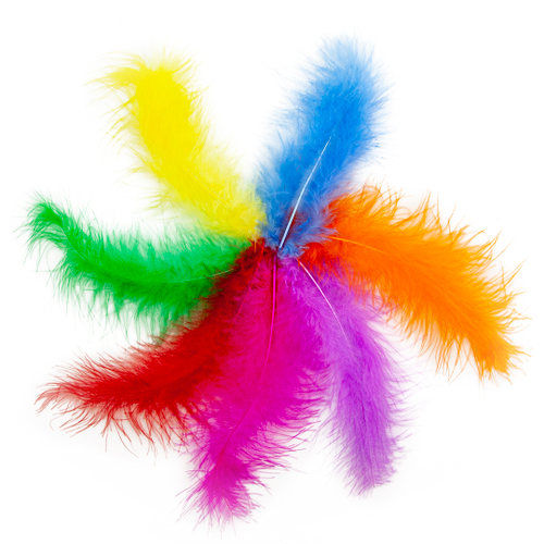 Перья яркое ассорти 12-15 см, 30 шт ВВ