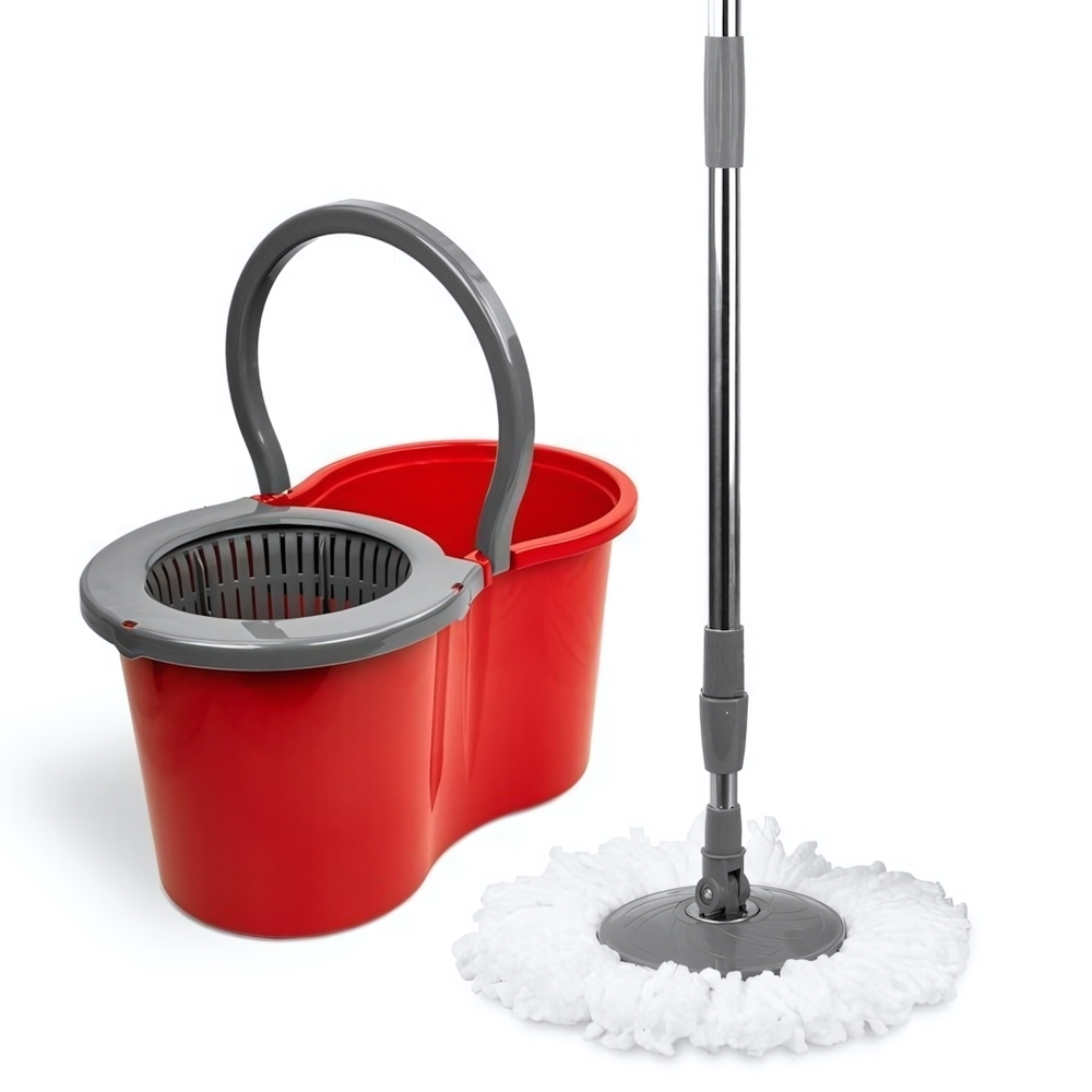 Набор для уборки VERDE SPIN MOP 16л. (ведро с отжимом + швабра + насадка) цвет красный